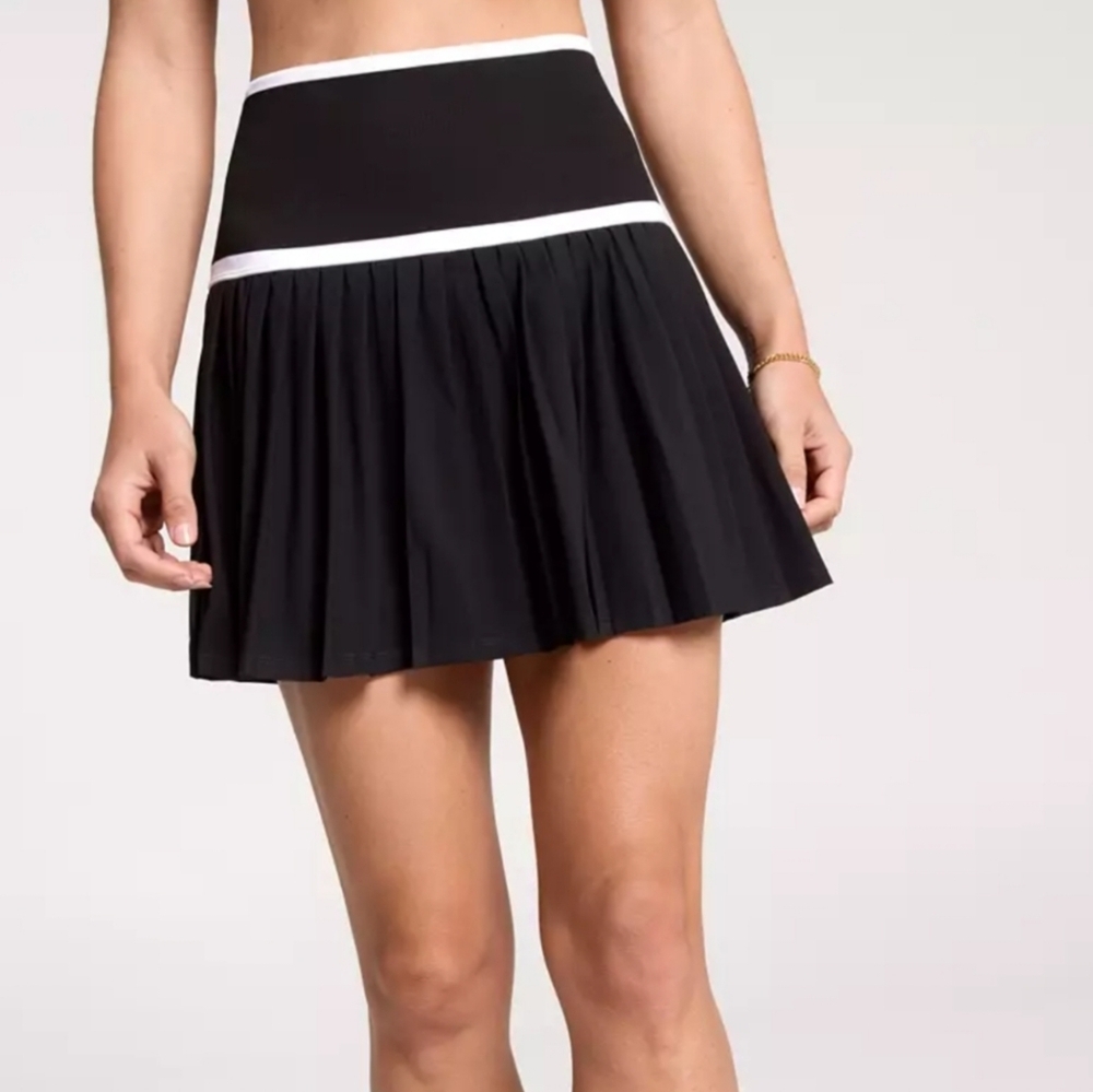 CALIA Black High Rise Ribbed Mini Pleated Skort Skirt XL